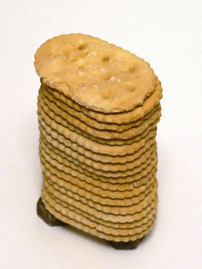 Realistic, actual size cast of a stack of Ritz crackers titled Wheat the American Staple.